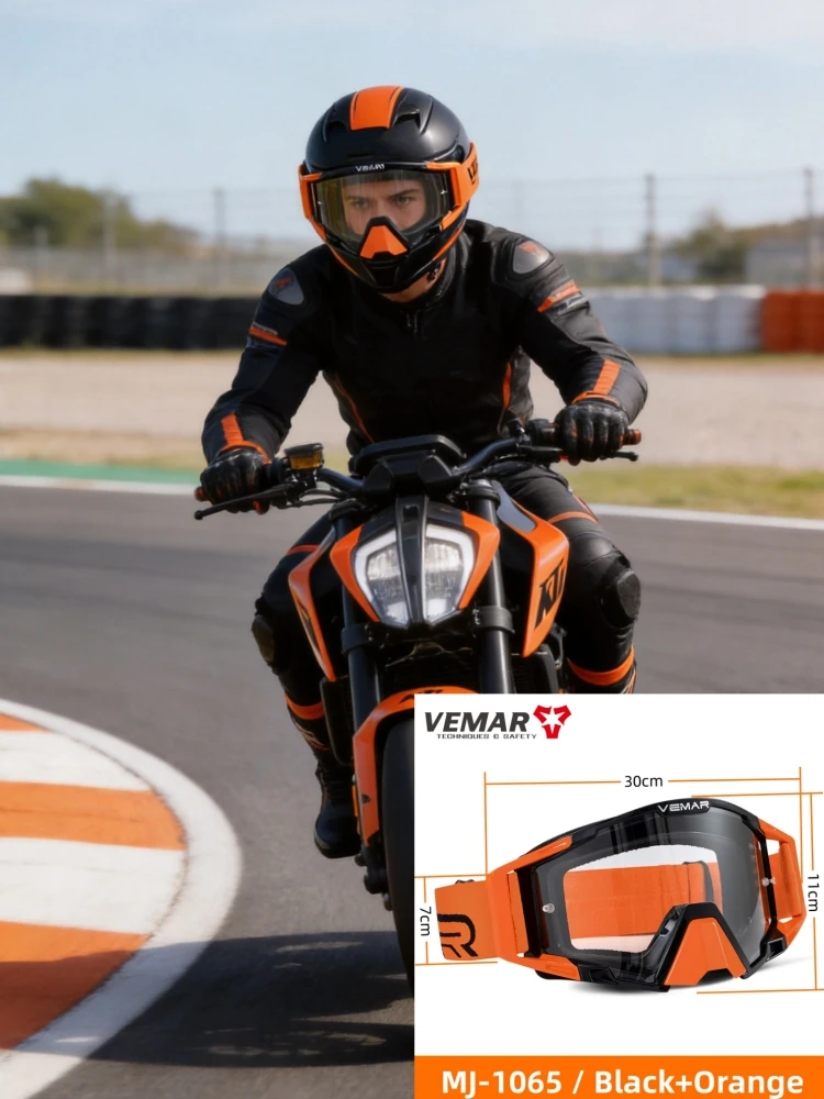 Motorcycle Goggles Anti-Fog UV Windproof Dustproof Off-Road Riding Glasses for Helmet Men Women