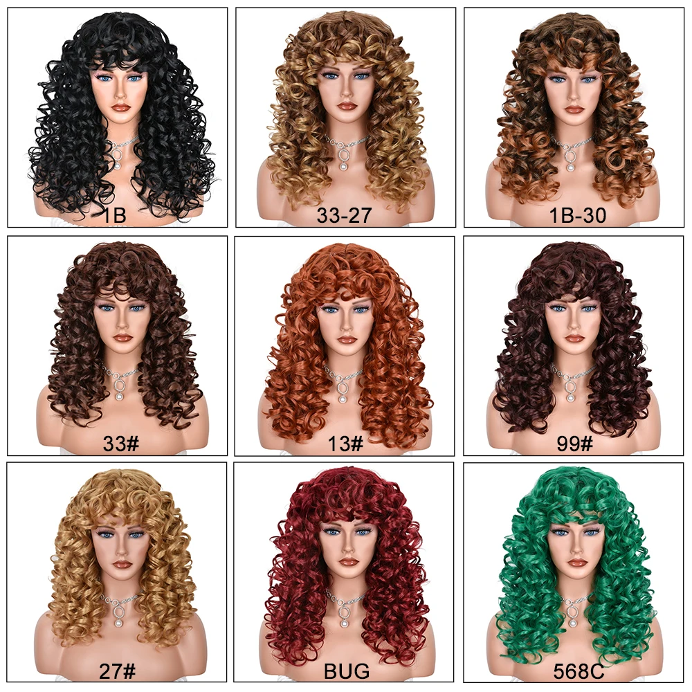 Red Brown Copper Ginger Short Curly Wig Blonde Synthetic Wigs for Women Natural Wave Wigs with Bangs Heat Resistant CosplayHair