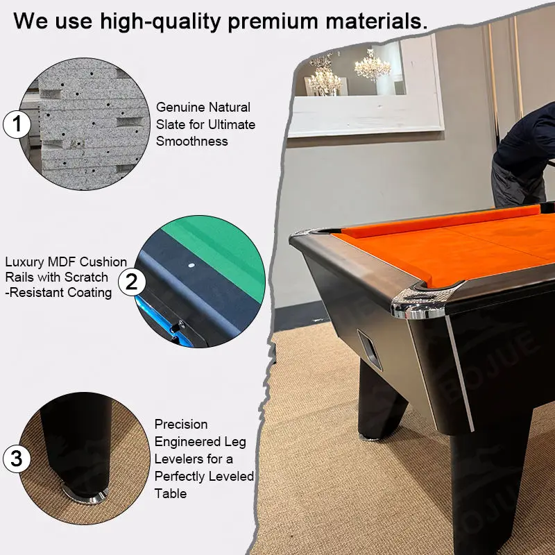 

High Quality Entertainment Game Commercial 7Ft 8Ft Billiard Table Coin Operated Pool Table With Accessories