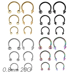 20G Stainless Steel Septum Nose Lip Ear Piercing Ring Set CBB Nostril Pirsing Circular Horseshoe Hoop Black Gold Color 0.8mm