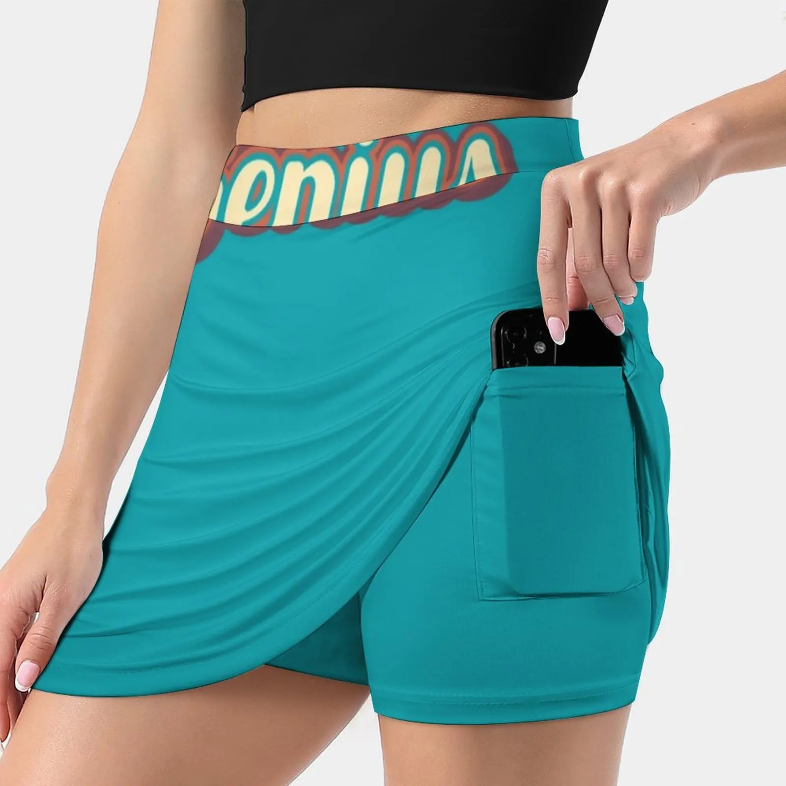 Genius Women's Fashion Sporting Skirt With Pockets Tennis Golf Running Skirts Vector Type Typography Word Genius Lettering