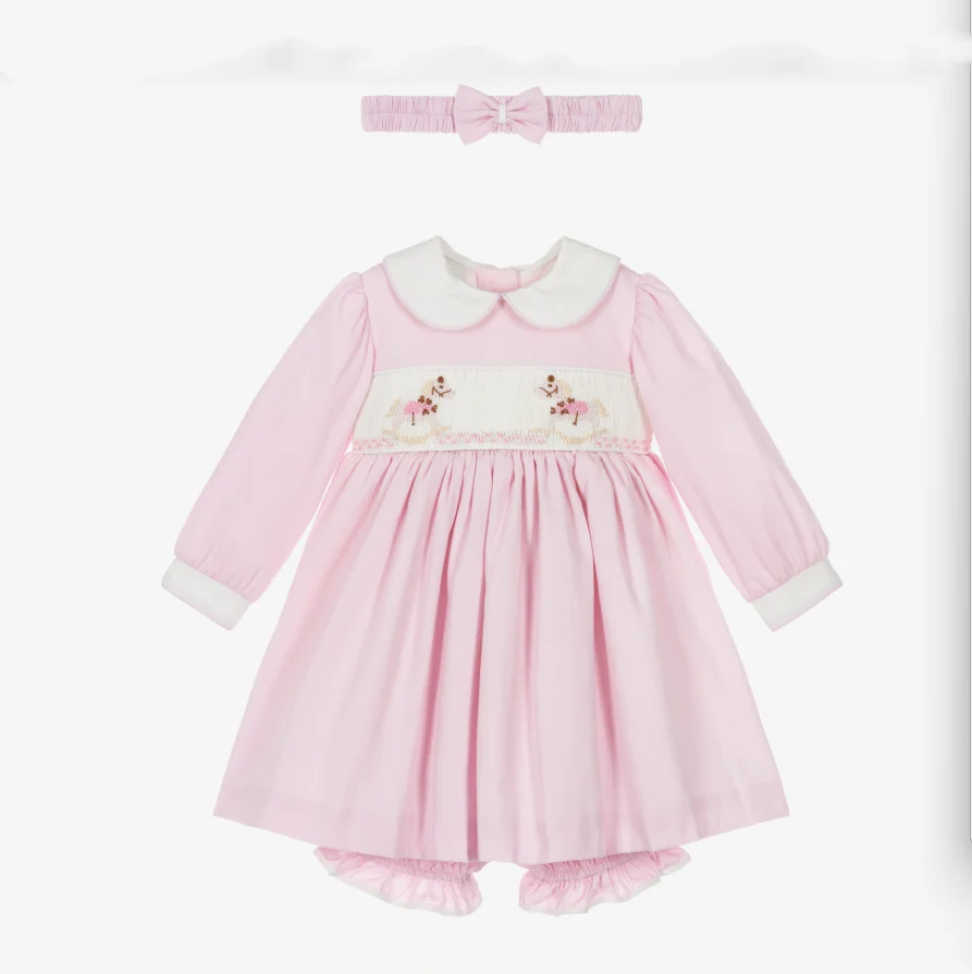 

Baby Girl Cute Toddler Pink Dresses Vintage Clothes Set 3PCS Shorts with Hairband