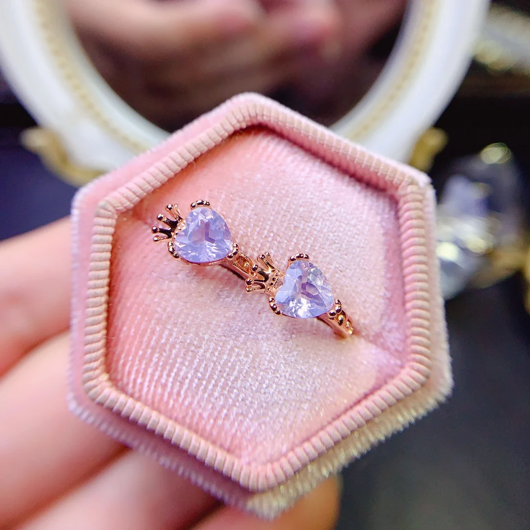 925 Sterling Silver Crown Huggie Earrings With Heart Natural Lavender Amethyst Hoop Earrings Silver Fine Jewelry For Women Gift - view 6