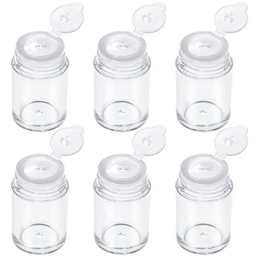 6 Pieces Mini Empty Loose Powder Bottle, Travel Size Glitter Containers Eye Shadow Powder Shaker Bottle with Sifter and Lids