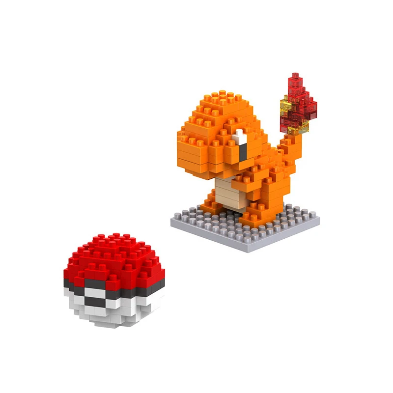 Pokemon Pikachu Charmander Psyduck Snorlax Gengar Education Assemble Toys Model Building Block Cartoons Figure Mini Toy Gift