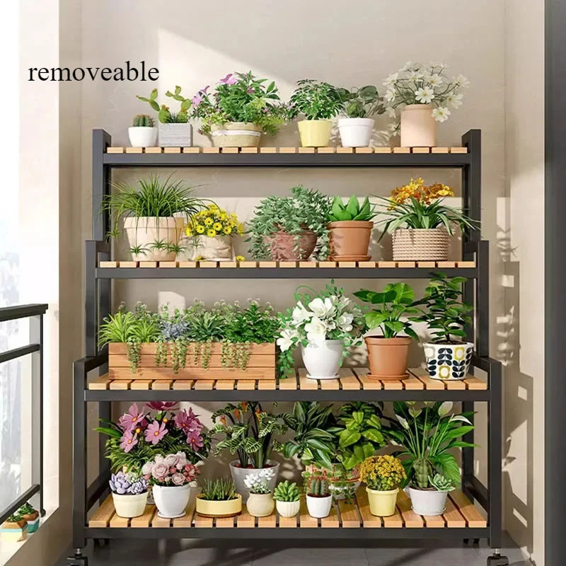 

Veranda Iron Shelf Plant Stand Display Patio Minimalist Durable Flower Pot Holder Originality Soporte Macetas Balcony Furniture