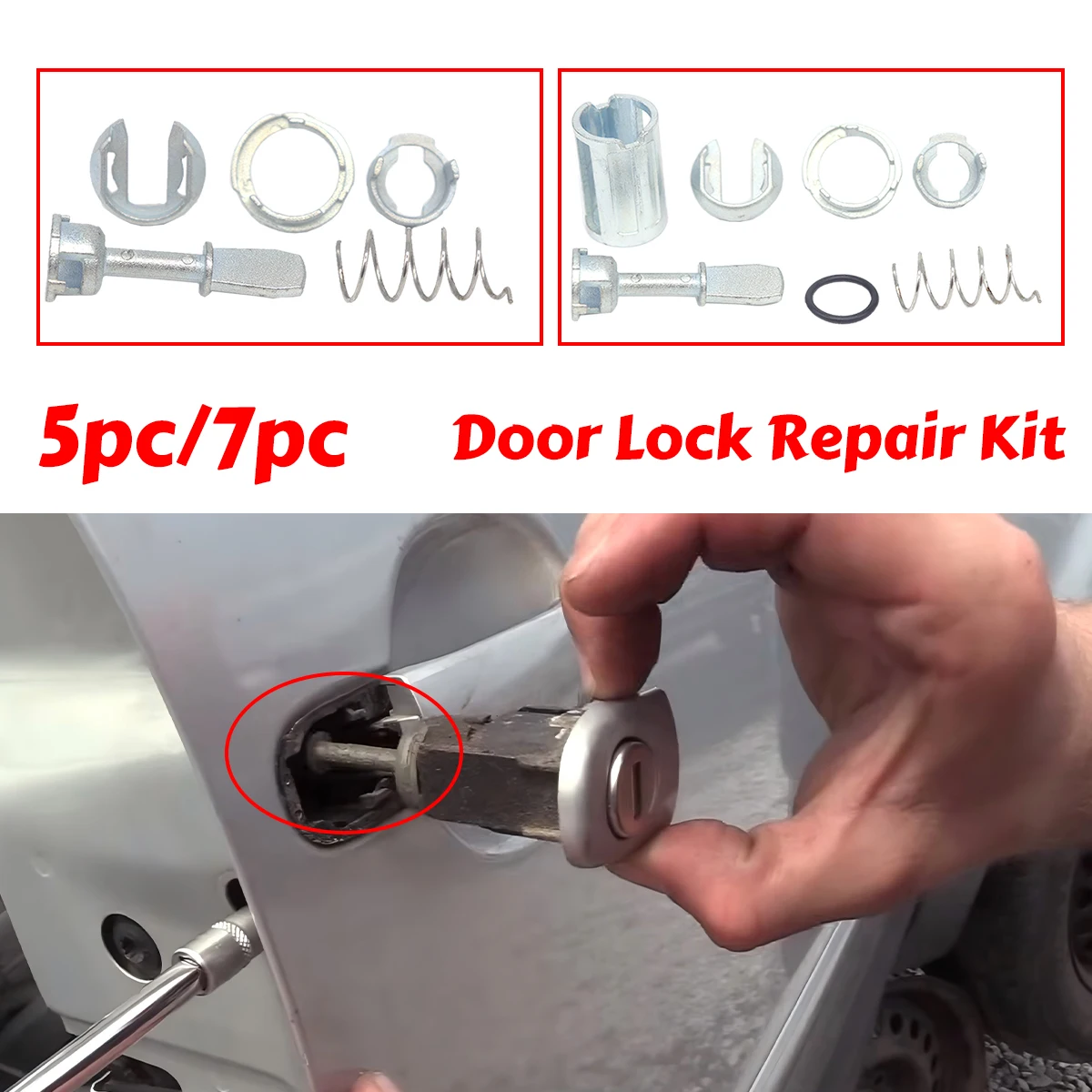 

Set Front Door Handle Lock Cylinder Barrel Paddle Rubber Seal Repair Kit Tool 44.4MM Kit Boot Lids Skins For Audi Skoda VW Bora