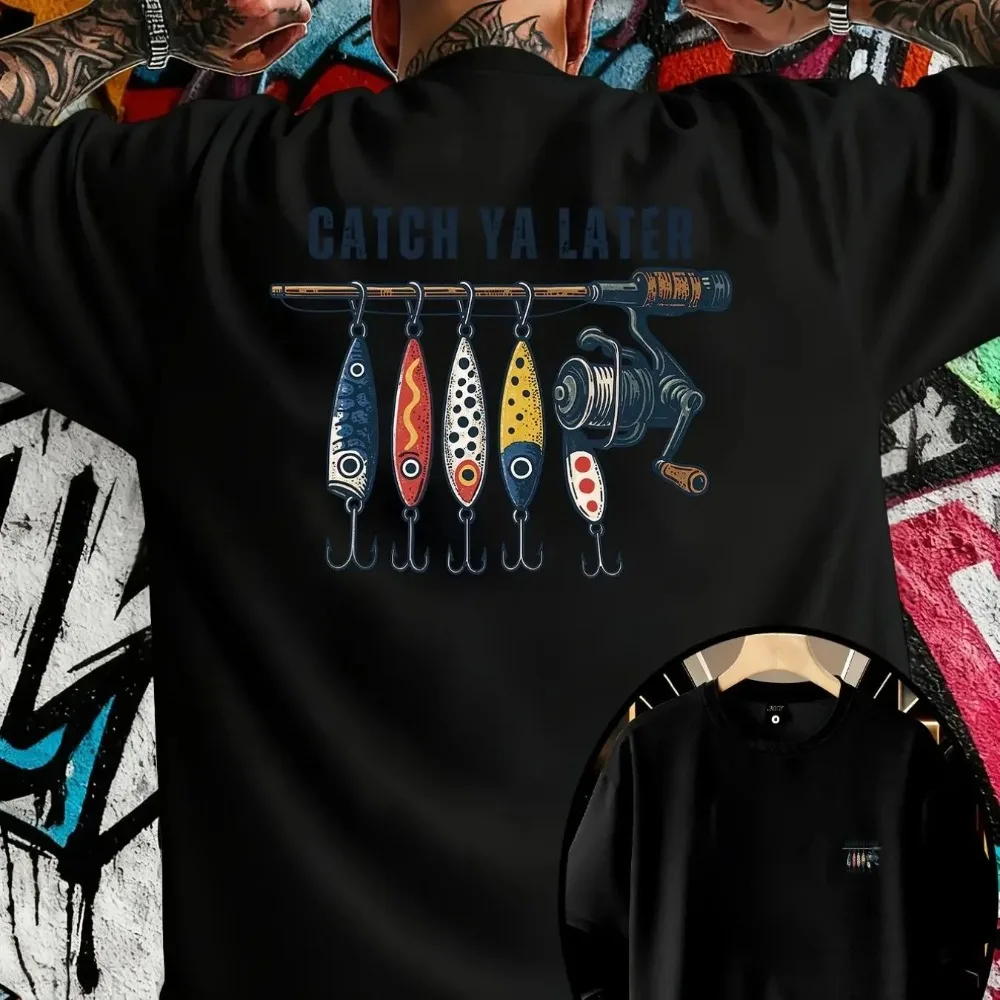 Fishing Lure Rod Catch Ya Later Graphic Print Women Cotton T-Shirt Outdoor Fisher Casual Short Sleeve Street Tee