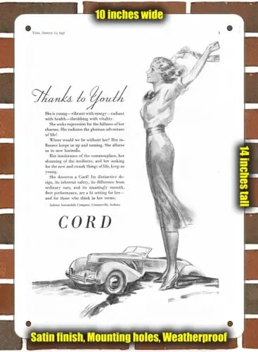 Metal Sign - 1937 Cord 812 Convertible Coupe- 10x14 inches