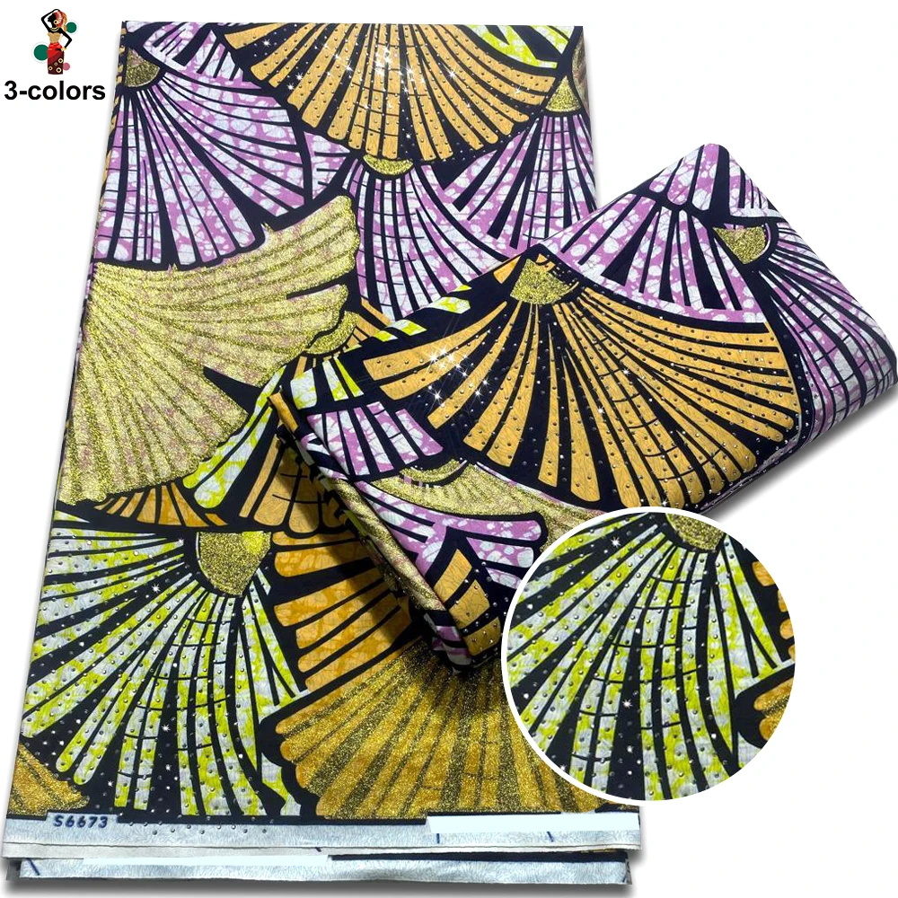 

Хлопковые принты с золотыми бриллиантами и бисером, африканская вспышка, золотая ткань с камнями, восковая ткань Анкара, высокое качество, женские вечерние платья