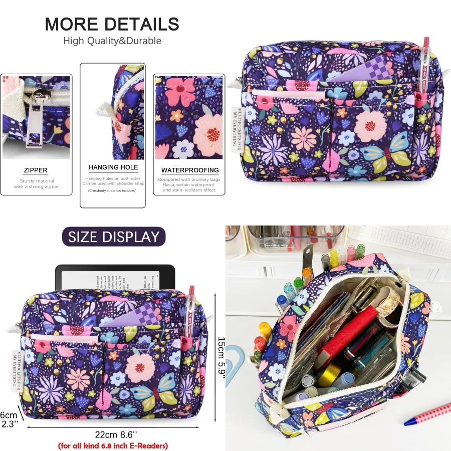 Custodia da viaggio impermeabile multifunzionale con cerniera per riporre oggetti portatili di notebook, trucco e forniture per ufficio, ideale per On-