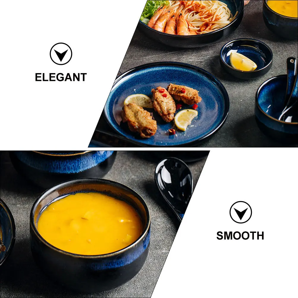 

1Set Stylish Ceramic Tableware Set Household Flatware for Family Gifts Dining Experience Blue Ceramic Flatware