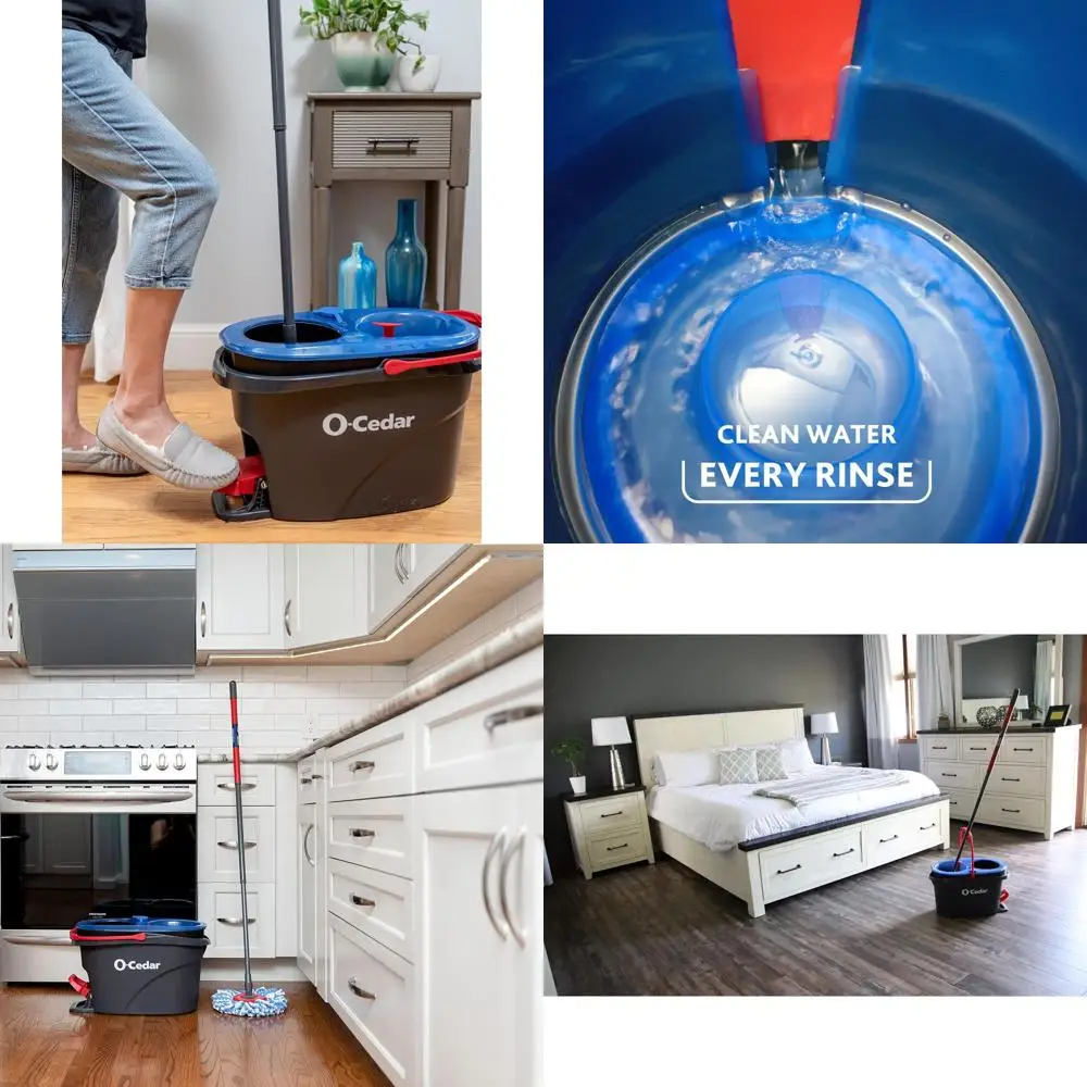 

Water-Activated Spin Mop and Bucket System with 2 Extra Heads | Effectively Cleans and Eliminates 99% of Bacteria | Plastic