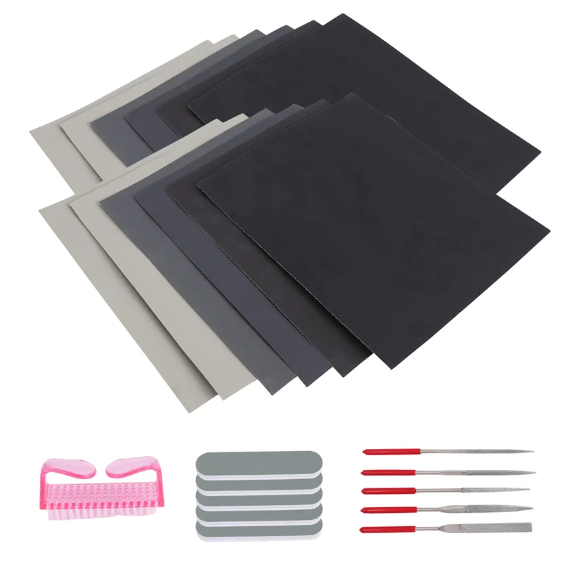 

LICE-23 Pcs Resin Casting Tools Set, Epoxy Resin Polishing Kit, 12 Sand Papers, 5 Polishing Blocks, 5 Shapes Files, 1 Brush