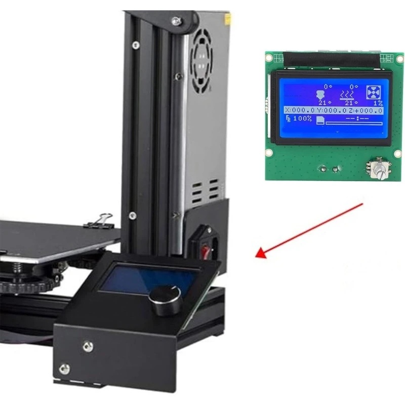 

2025 New Printer LCD Display Screen 12864 Resolution Blue Screen With Control Panel Assembly For 3D Printer Accessories