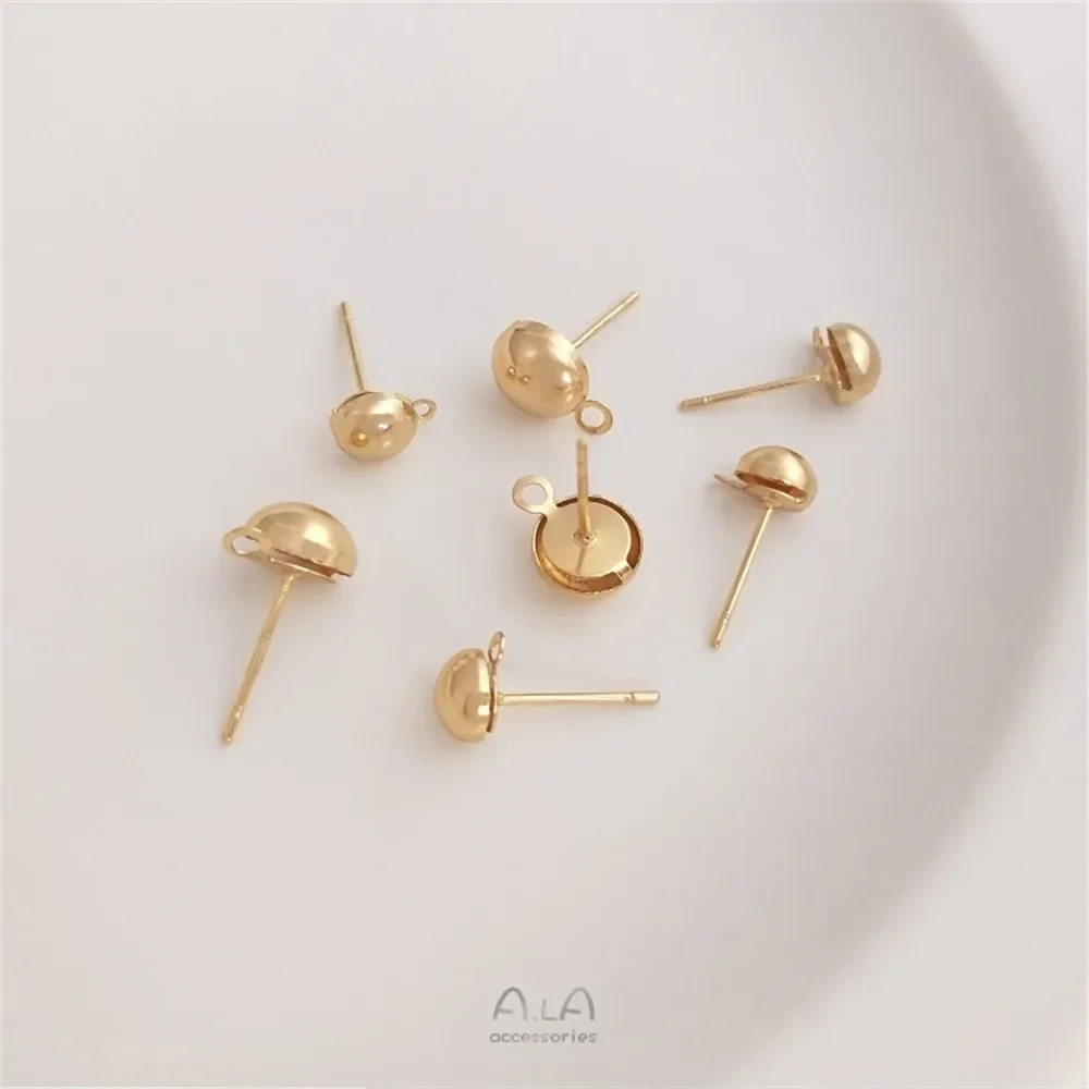 925 silver needle semicircle with hanging ear-pin 14K gold color ear-pin handmade ear-accessory DIY material