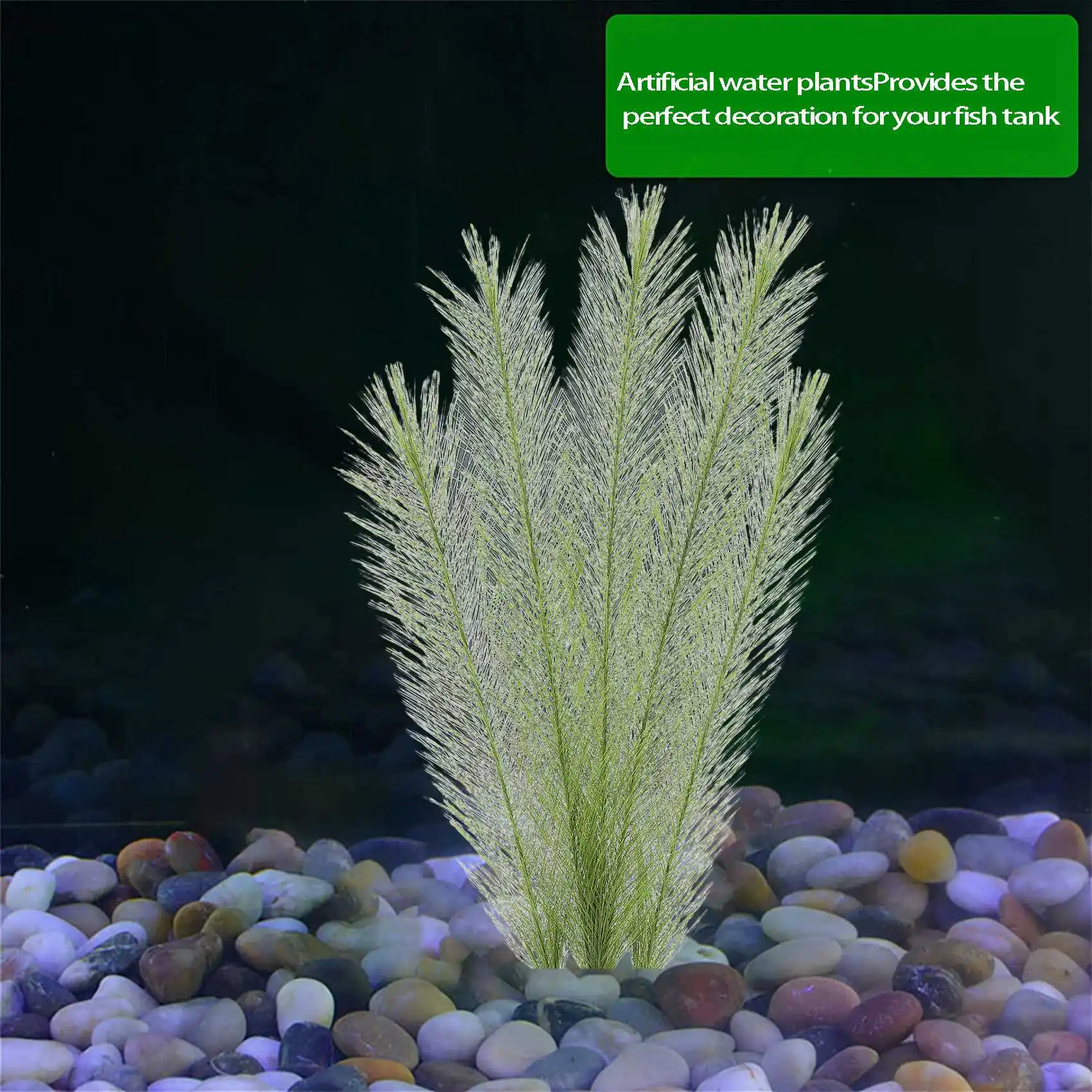 Aquarium Decorations Fish Tank Artificial Green Made Of Silk Fabrics Plastic, Non- And Safe For All Fish And Pets