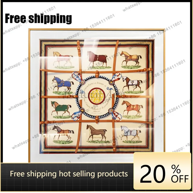 LJY silk scarf decorative painting modern light luxury high sense hanging painting French living room