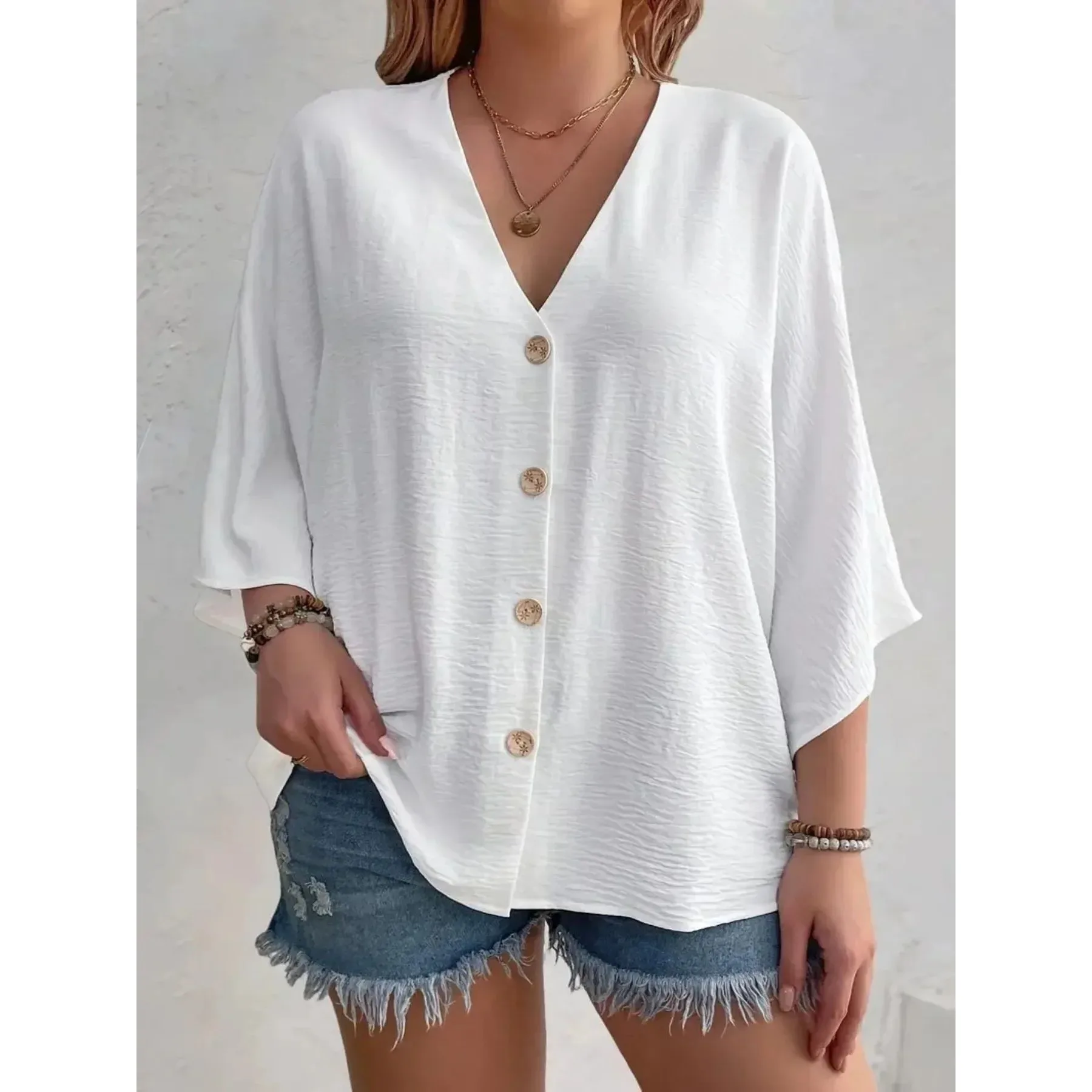 

Women's plus Size T-irt Color Breathable Spring Summer Comfortable Fit Casual Top for All Body pes