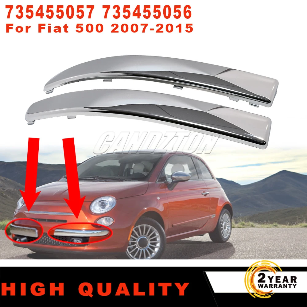 

1 pair Chrome Plated Silver car Front Bumper Lower Trim Repair For Fiat 500 2007-2015 Moulding Styling Cover 735455057 735455056