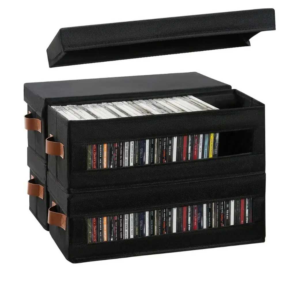 Visible Window CD Storage Box Dustproof Lid CD Capacity Stackable CD Case Compact Foldable CD Holder Audio Collection