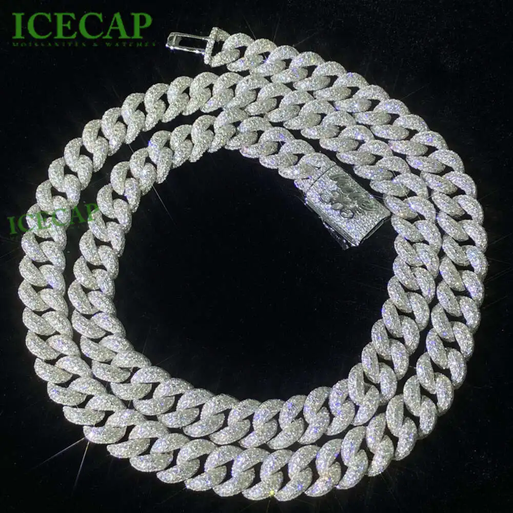 

Sale Vvs Moissanite 10mm Bubble Cuban Link Chain Iced Out Custom Lock Miami Cuban Link Necklace Silver Diamond Jewelry