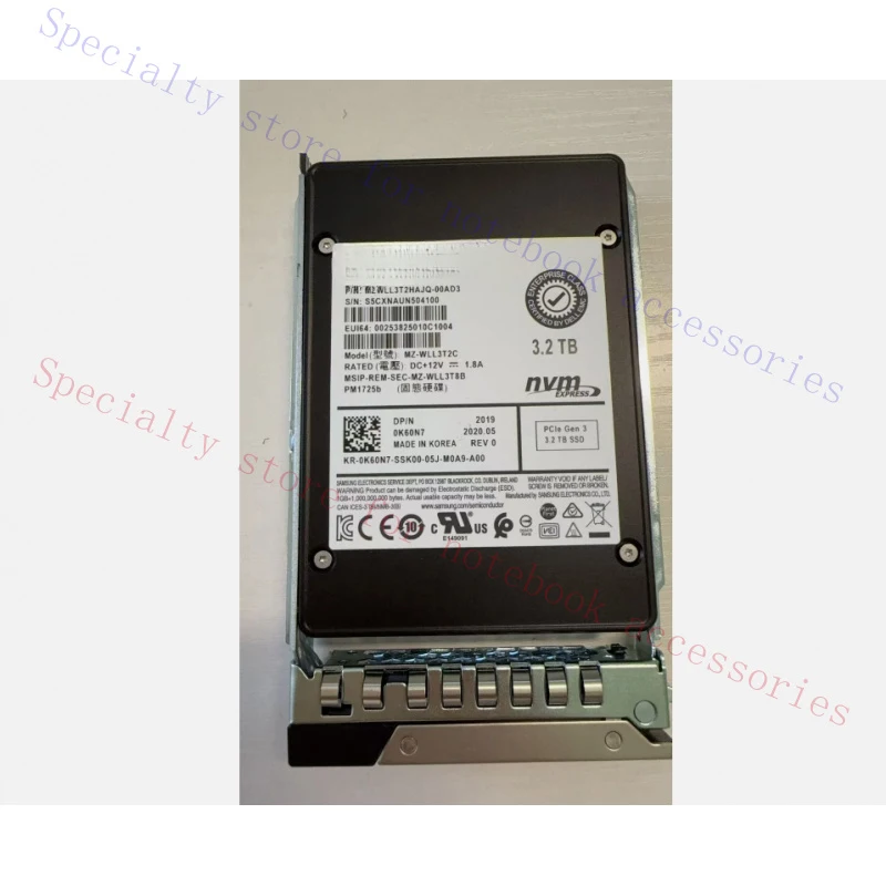 R+ For K60N7 Dell Samsung PM1725B 3.2TB PCle Gen 3 NVME 2.5" SSD  G14/15/16G