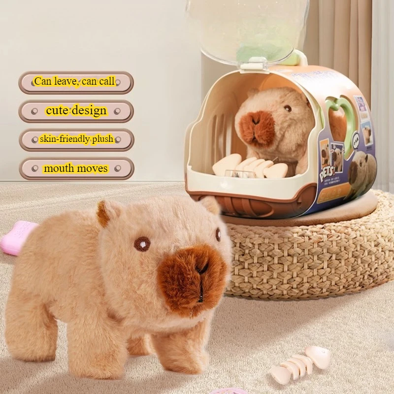 2025 Nuova bambola di peluche Capibara elettrica - Animale domestico che cammina che canta per bambini, regalo di Natale interattivo ad attivazione vocale