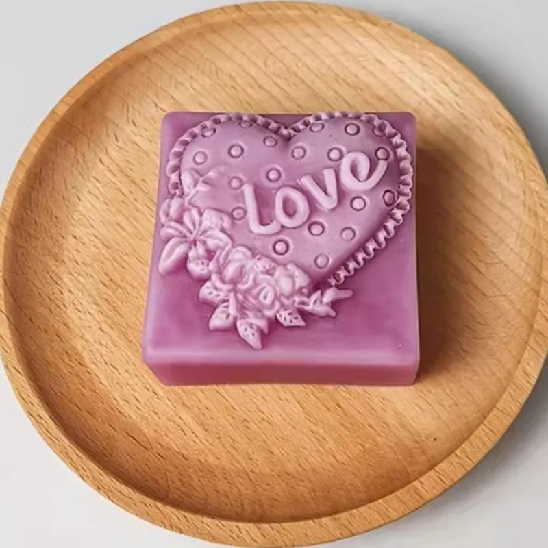 Stampo in Silicone cuore amore per la produzione di sapone, stampi in cera per candele profumate, stampo per torta al cioccolato, stampi per