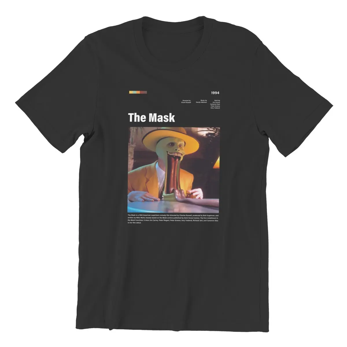 Men's The Mask movie poster  Jim Carrey 80s humor film funny T Shirts 100%  Cotton Tops Leisure Plus Size T-Shirts