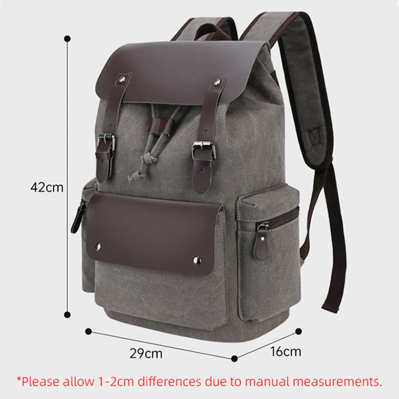 Men Canvas Backpack Vintage Student School Bag Men\'s Travel For Laptop Pack Fashion Outdoor Women Casual Sport Retro Rucksack