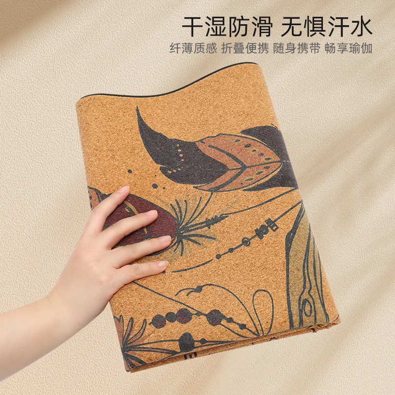 1mm Rubber Non-Slip Shock Absorption Thickened Men's Yoga Fitness Cork Foldable Mat Towel yoga-mattentuch deken yoga