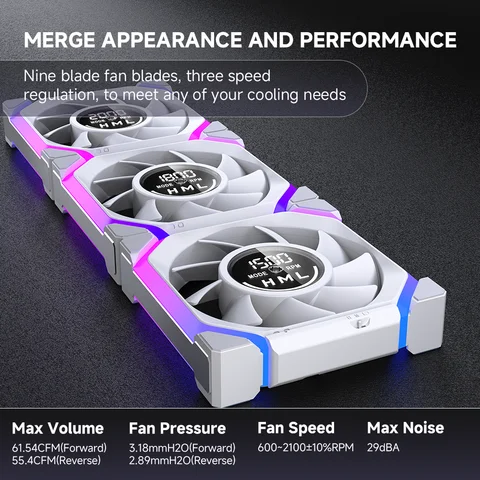 Galaxy V2 Ventilador Fan Speed Display Modular Wireless Splicing cpu air cooler kit fans ARGB 120mm
