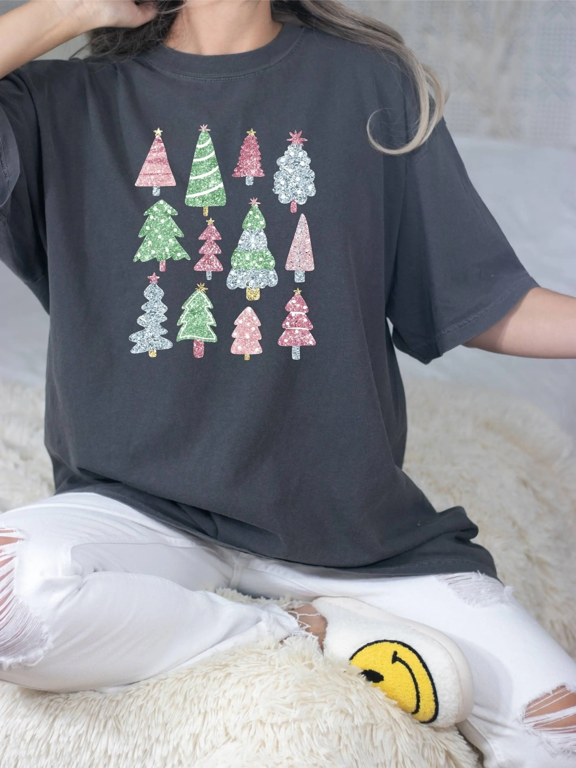 Christmas Tree T Shirt Comfort Colors Pine Lights New Years Squad Xmas Party