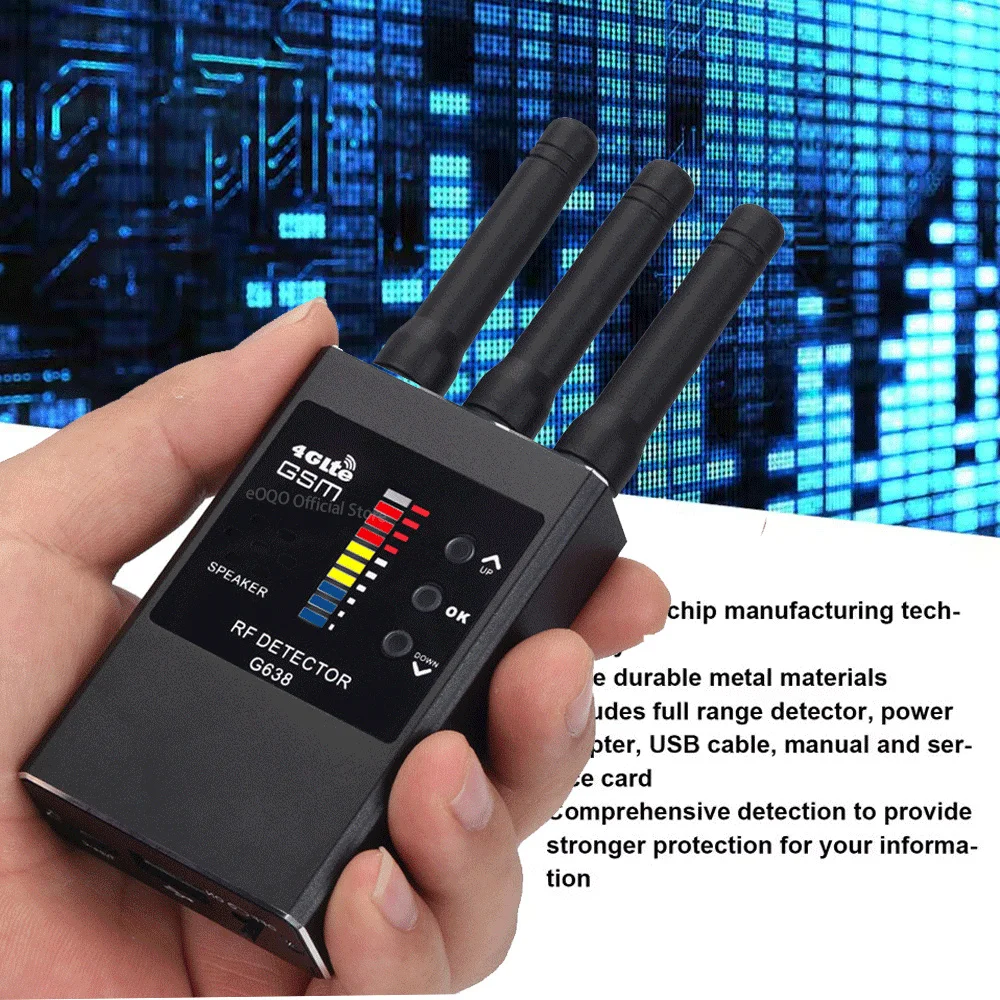 Professional Wireless RF Signal Hidden Camera Detector GSM Audio Finder GPS Scan Detect Anti-Spy Bug Strong Magnet Finder G638