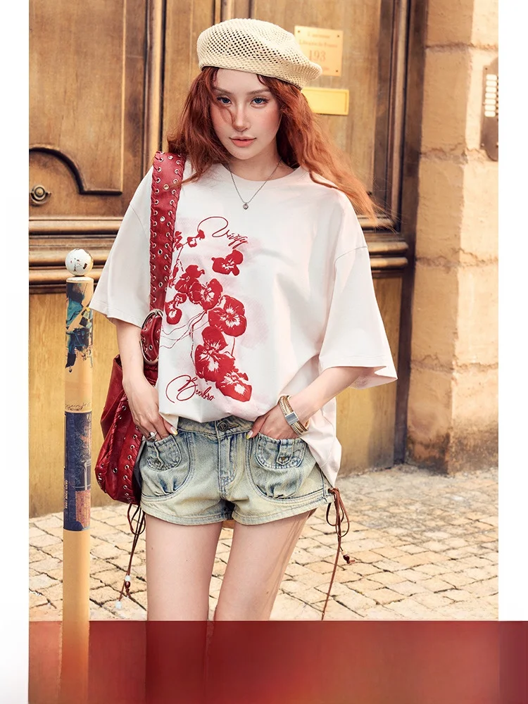 

Женский летний топ BeerBro Loose Street из смесового хлопка с приятным для кожи окрашиванием