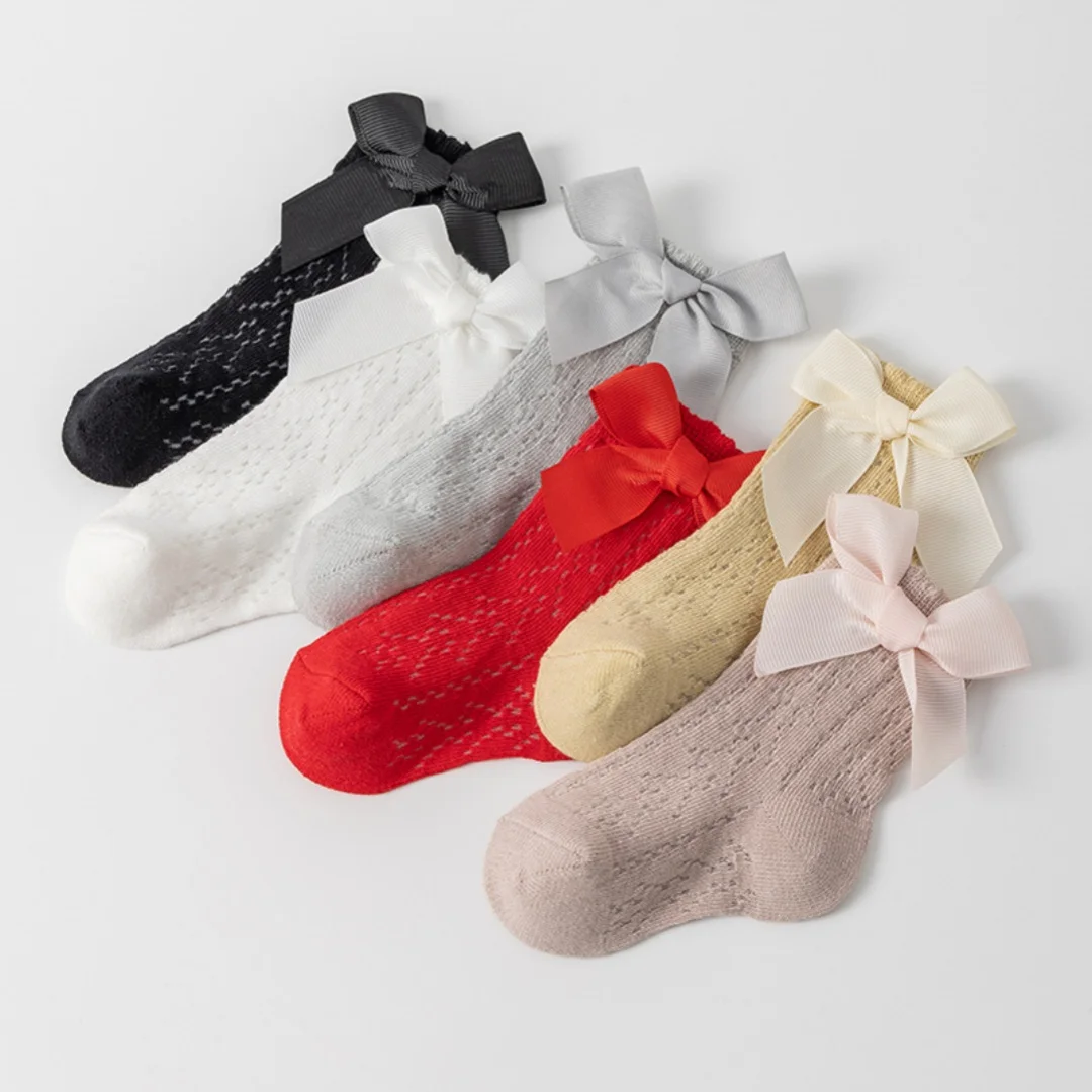 

Весенне-осенние короткие носки для новорожденных с бантом, кружевные цветочные носки принцессы, однотонные мягкие хлопковые носки для маленьких девочек для детей