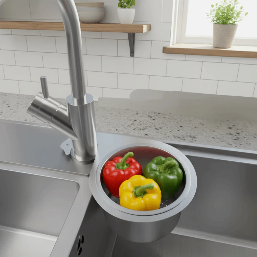 

Stainless Steel Swan Shape Sink Drain Basket Dry Wet Separation Removable Sink Drain Filter Space Saving Hanging Sink Strainer