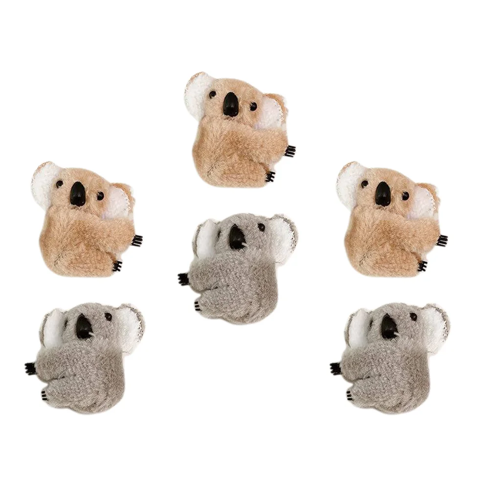 

6 Pcs Cartoon Headgear Koala Side Clip Baby Hair Pins Mini Claw Clips Cute 550X480X300CM Plush Hairpins