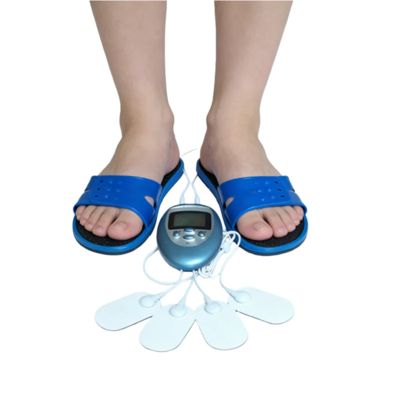 Mini Electric Pulse Therapy Body Massager E-stim Relax Stiff Sore Muscle Pain Relief with Foot Massage Slippers Electrodes Pads