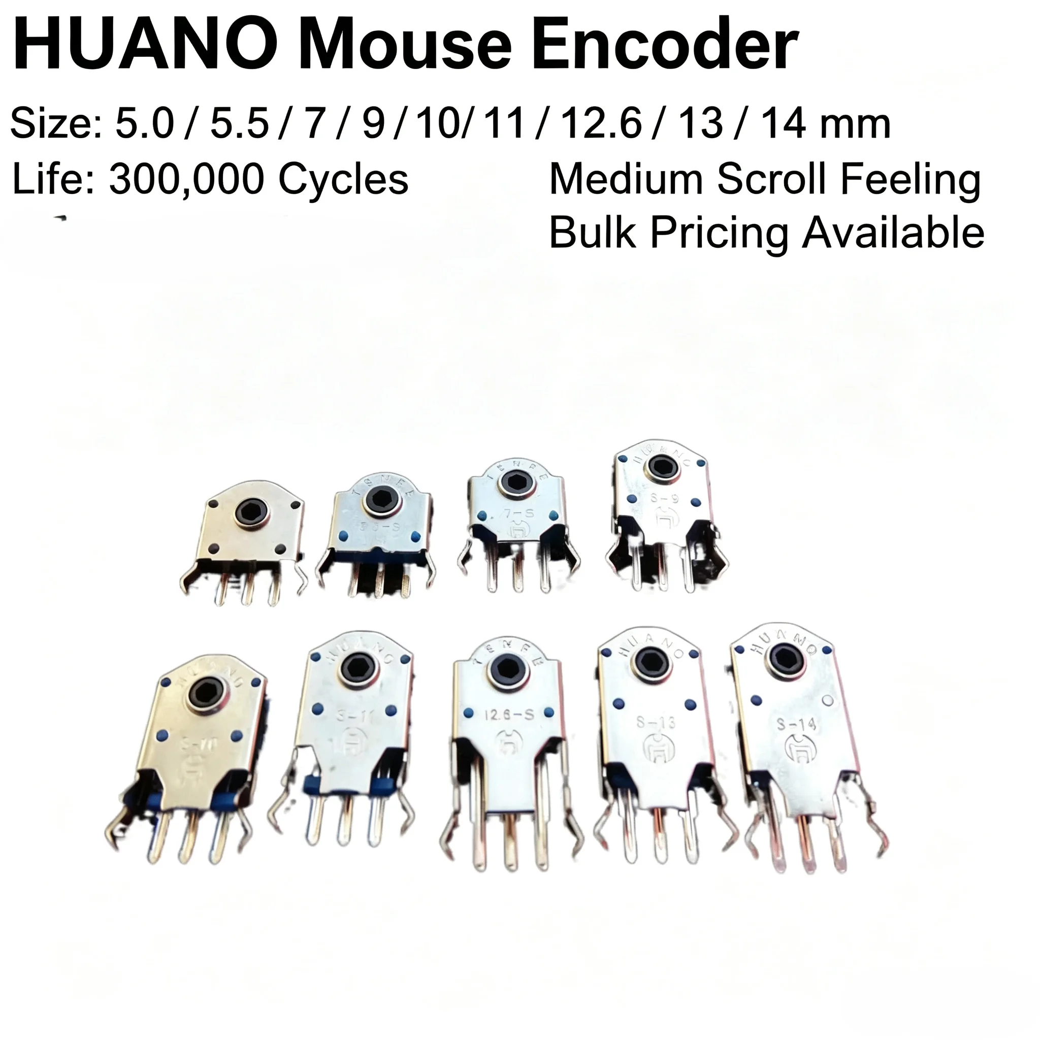 10pc-2pc HUANO Dustproof Mouse Scroll Wheel Encoder 4.5/5/7/9/10/11/12/12.6/13/14/15mm Replacement Wheel Decoder