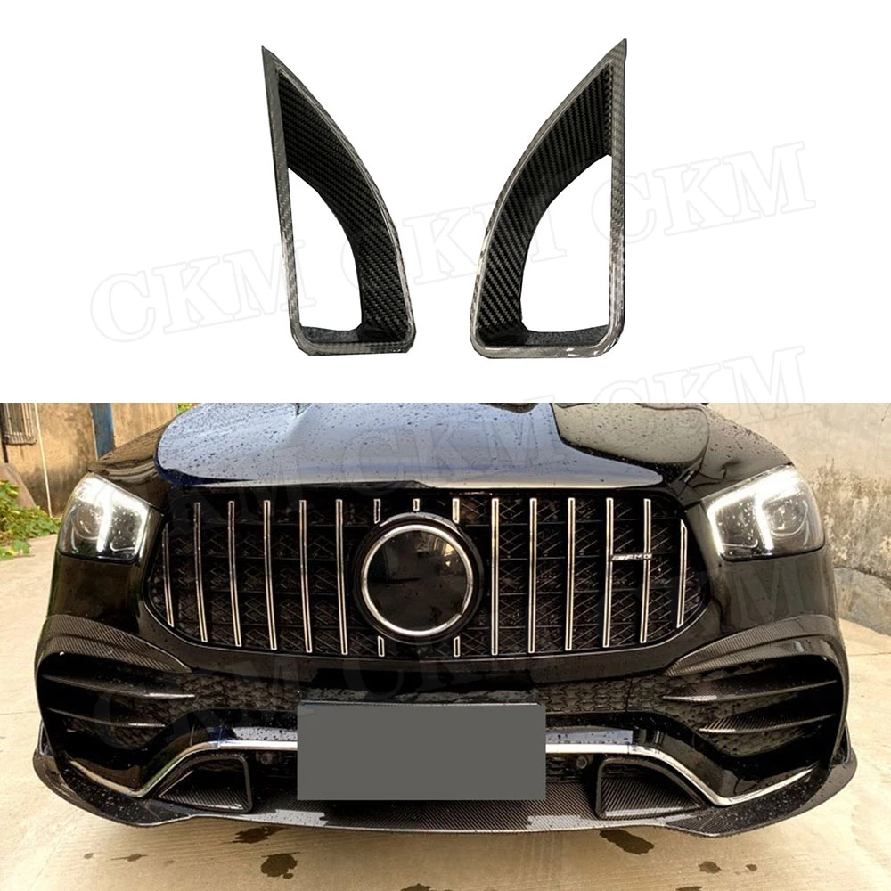 Dry Carbon Fiber Front Bumper Fins Decoration for Mercedes Benz GLE Class W167 GLE53 AMG SUV 2020 UP