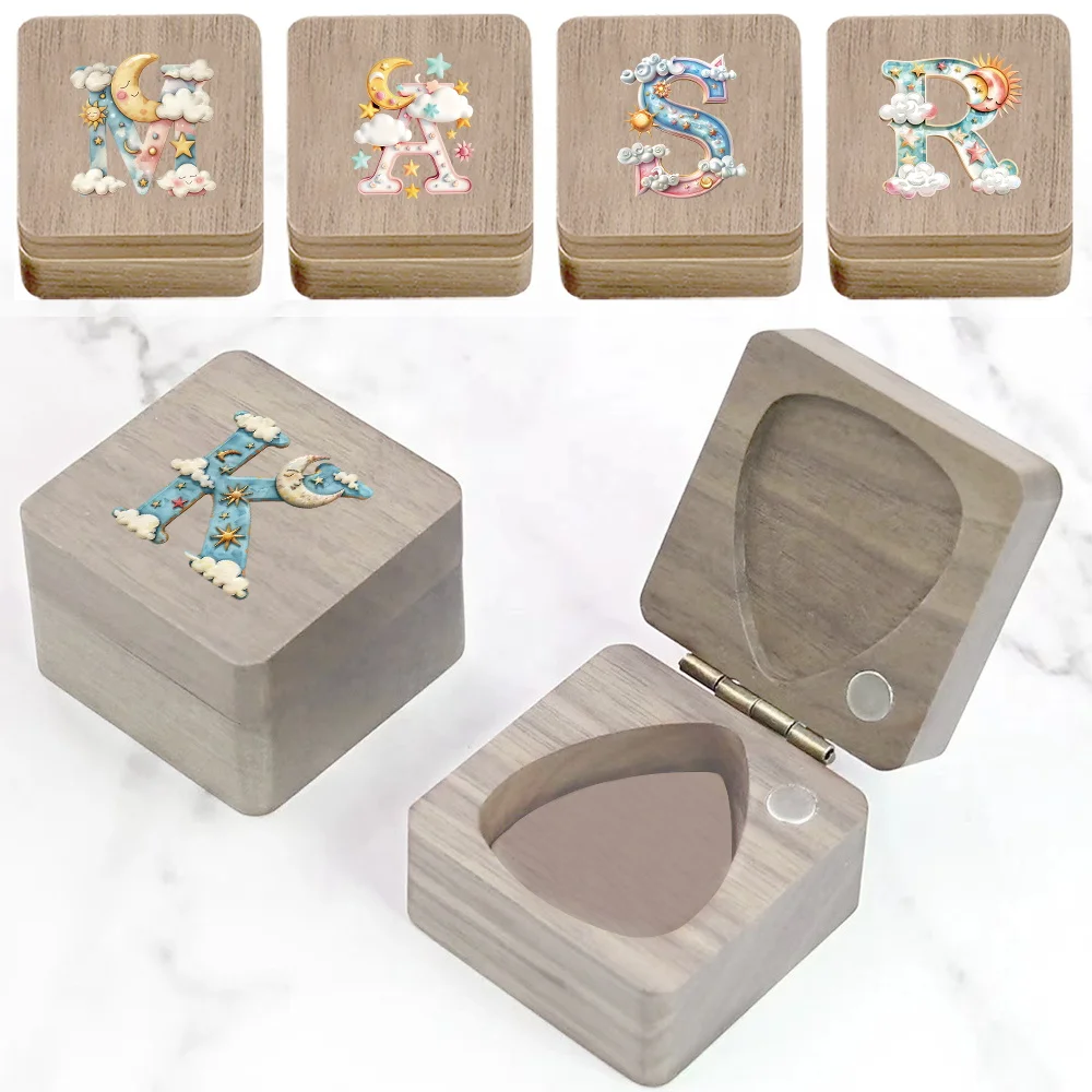 

Durable Guitar Pick Storage Container Suitable for Music Enthusiasts Iridescent Cloud Initial Name 26 Letters Pattern