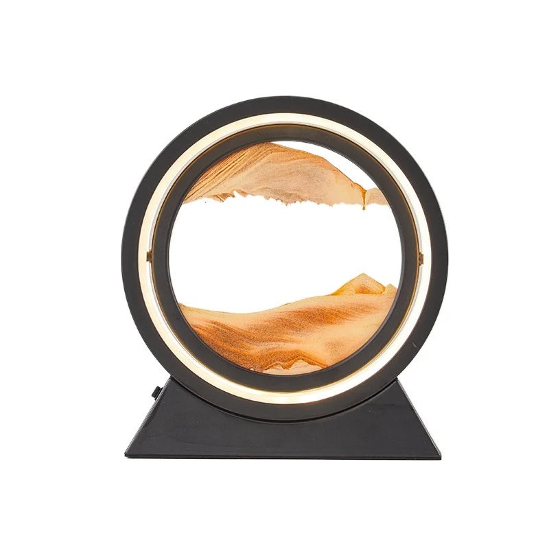 

Художественная лампа с движущимся песком и красочным песчаным падом, современное освещение настроения и декор стола для домашнего офиса, перезаряжаемая