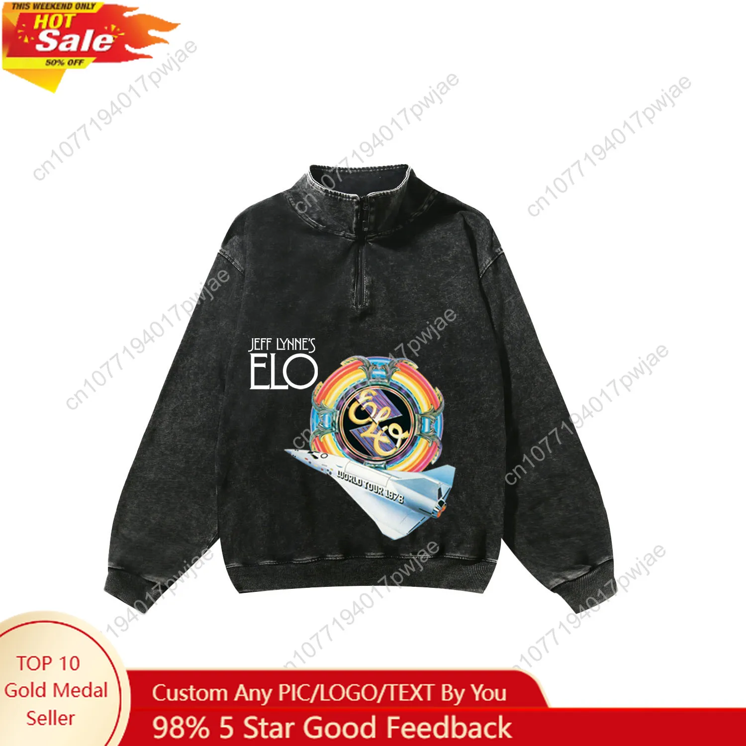 

Electric Light Orchestra Band Custom Retro Sweatshirt Mans Womans Half Zipper Vintage Sweat Shirt Photo Custom Made Tops