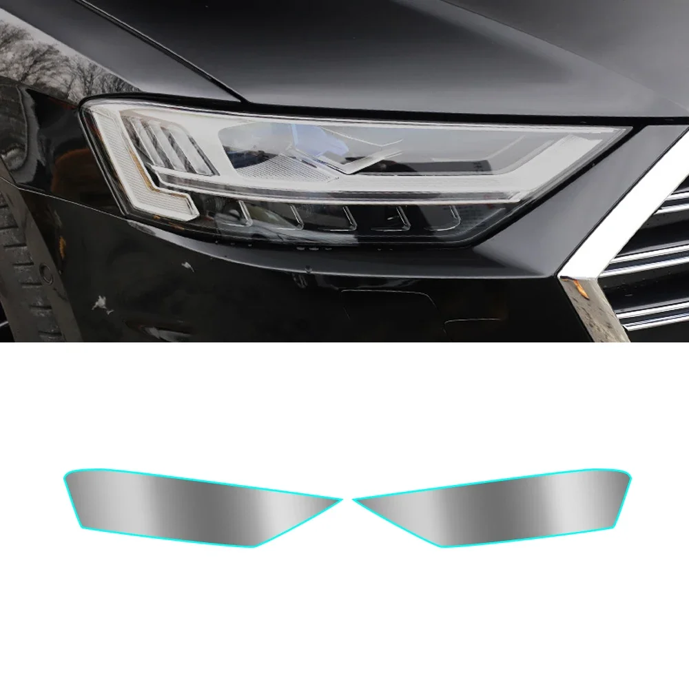 For Audi A8 D5 2018-2024 Car Headlight Protective Tint Film Smoke Black Transparent TPU Vinyl Wrap Sticker Pre-Cut Shape