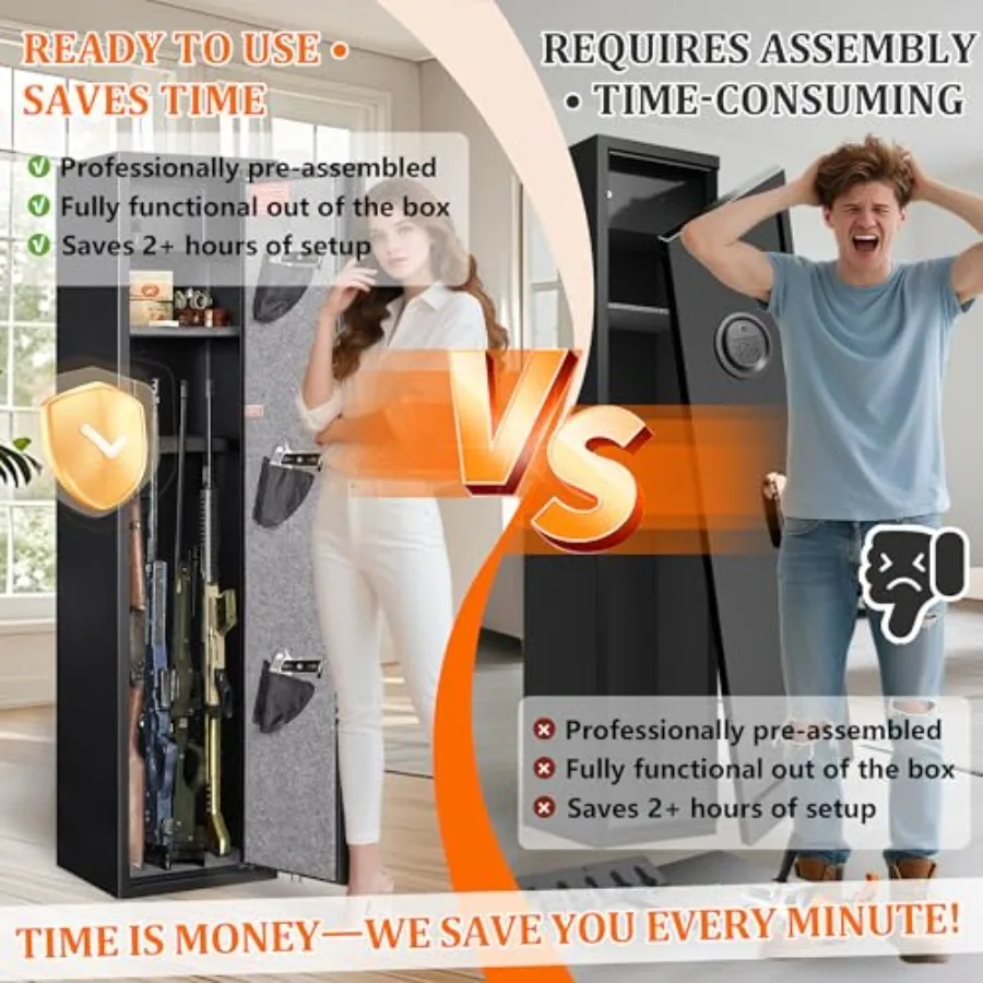 8-12 Gun Safe for Rifles and Pistols Biometric Rifle Safe with Quick Access Fingerprint Digital Keypad Heavy Duty Steel Gun Cab