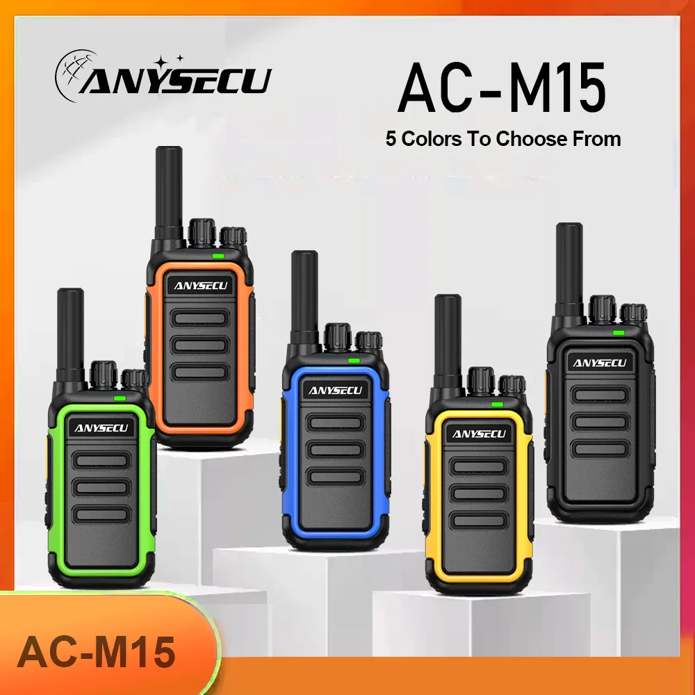 Anysecu AC-M15 3W UHF 400-470MHZ 1500mAh 16CH analog radio professional FM Tansceiver one clickVOX function walkie talkie