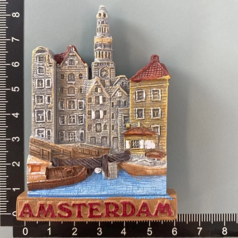 Amsterdam, Netherlands Capital City Tourist Souvenir Creative 3D Street Scene Decoration Craft Magnetic Fridge Magnet