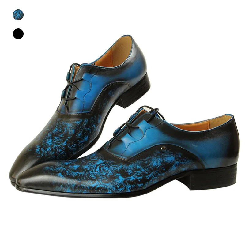 New Arrival Dress wedding shoes for men Vintage Classic gentleman Breathable Blue black Work Formal wear Social male shoe zapato